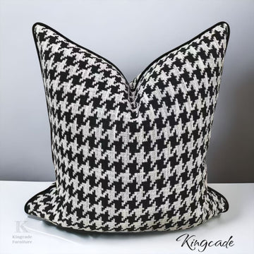 Australian Made 55x55 cm Houndstooth Piped Cushion - cushion