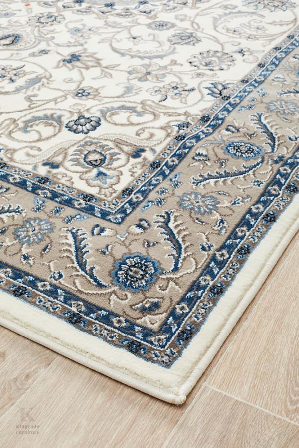 Kingcade Medallion Rug White With Beige Border Traditional