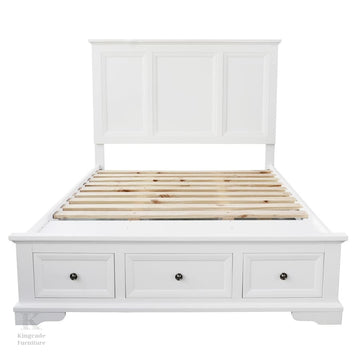 Kingcade White Timber King Size Bed Frame - Bed