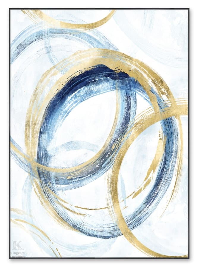 100X140cm Gold And Blue Abstract Minimalist Wall Décor Gold 