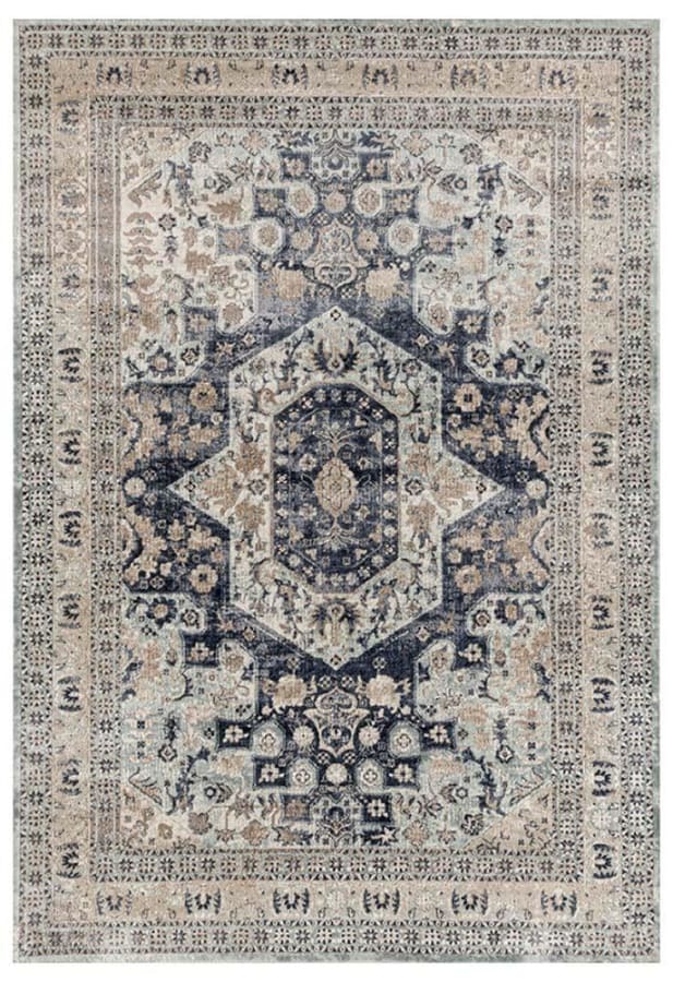 Cresent Brushed Traditional Blue Rug Traditional