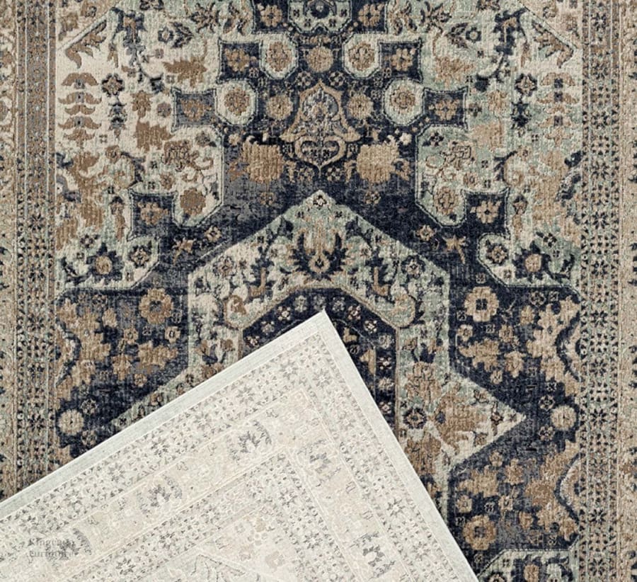 Cresent Brushed Traditional Blue Rug Traditional