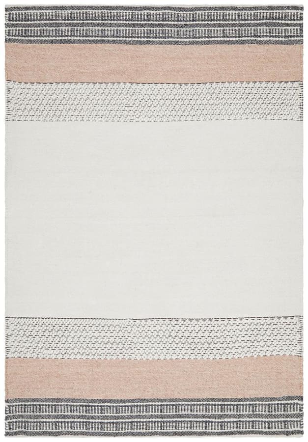 Diane Textured Woven Rug White Peach Modern