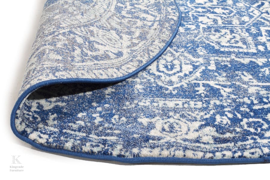 Evoke Contrast Navy Transitional Round Rug Modern