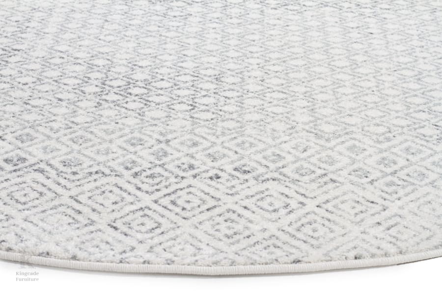 Evoke Diamond Grey Transitional Round Rug Modern