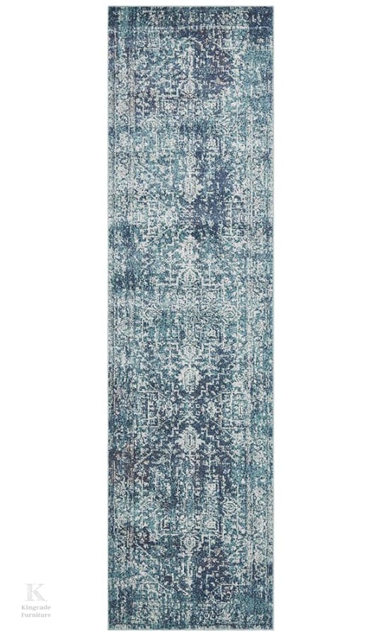 Evoke Muse Blue Transitional Rug 300X80Cm Modern