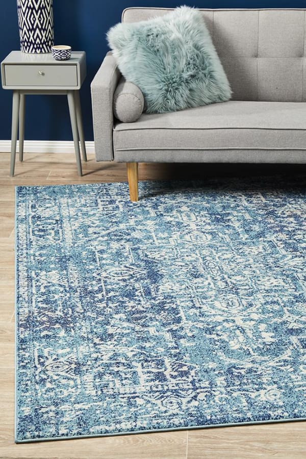 Evoke Muse Blue Transitional Rug Modern