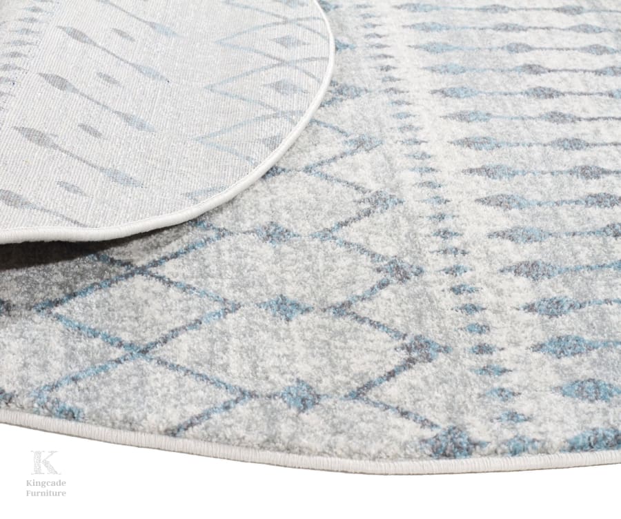 Evoke Slate White Transitional Round Rug Modern