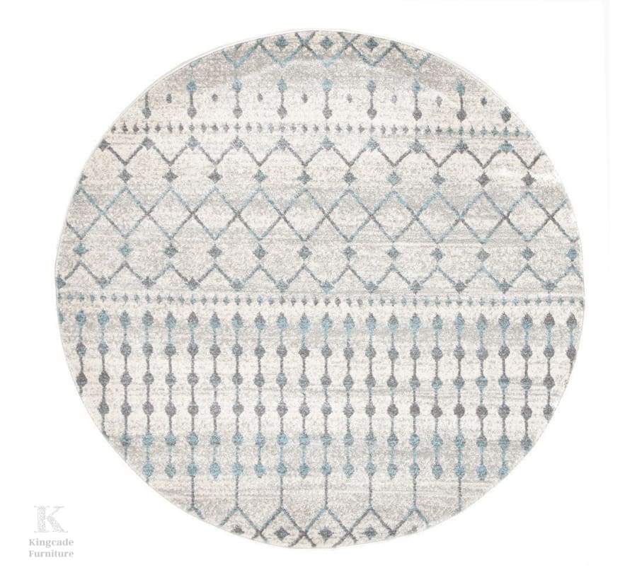 Evoke Slate White Transitional Round Rug Modern