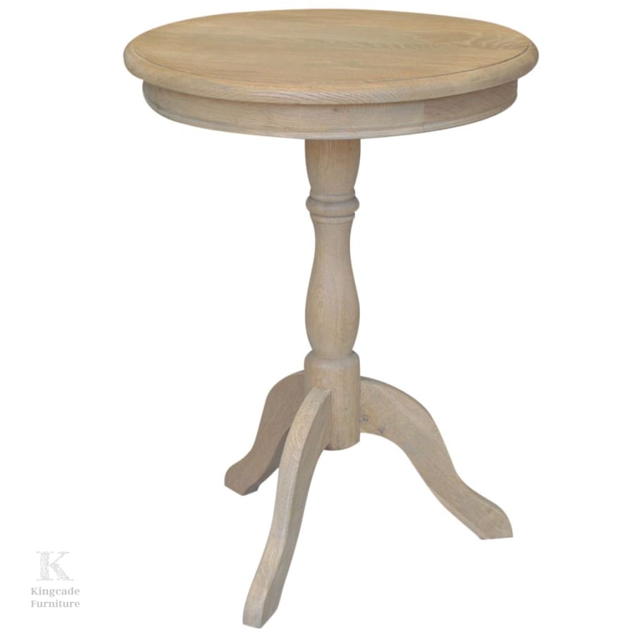 Hamptons Oak 55Cm Round Side Table Weathered Side Table