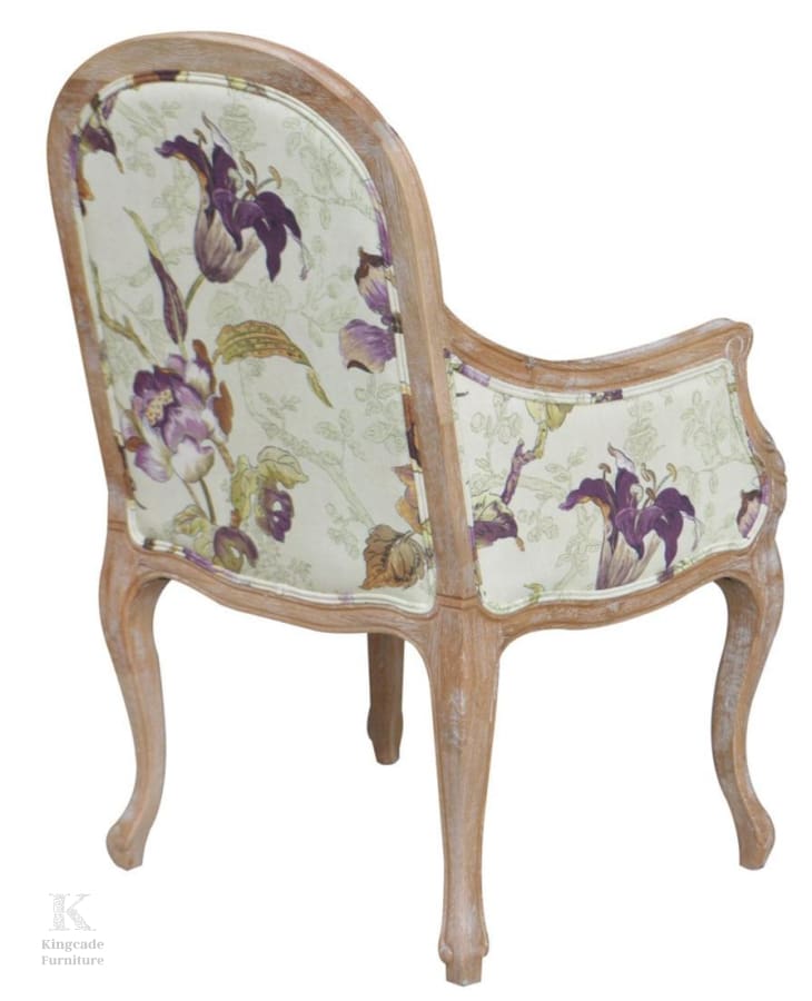 Hamptons Washed Oak Arm Chair In Floral Fabric