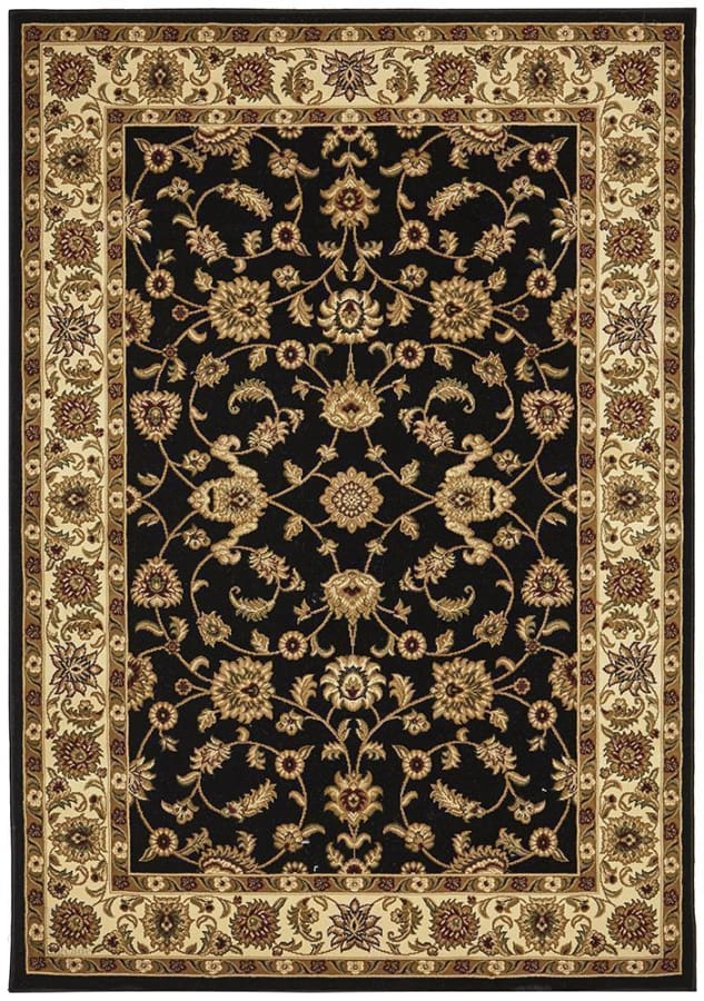 Kingcade Classic Rug Black With Ivory Border Traditional