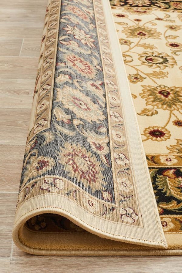 Kingcade Classic Rug Ivory With Black Border Traditional