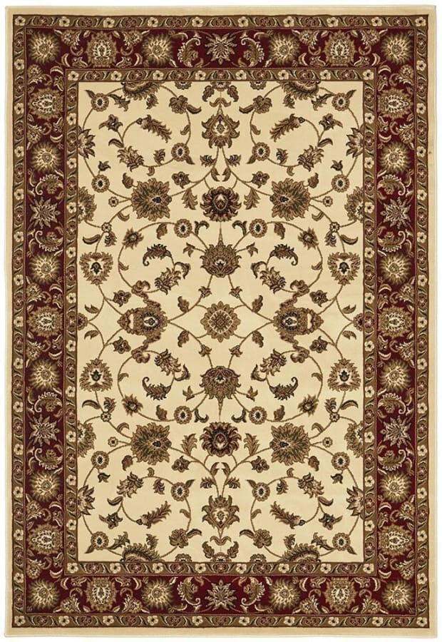 Kingcade Classic Rug Ivory With Red Border Traditional