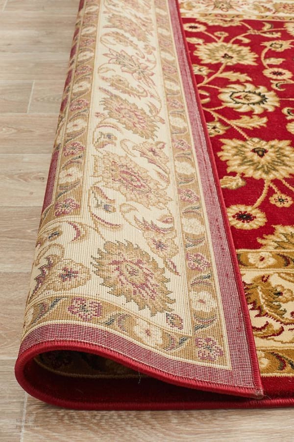 Kingcade Classic Rug Red With Ivory Border Traditional