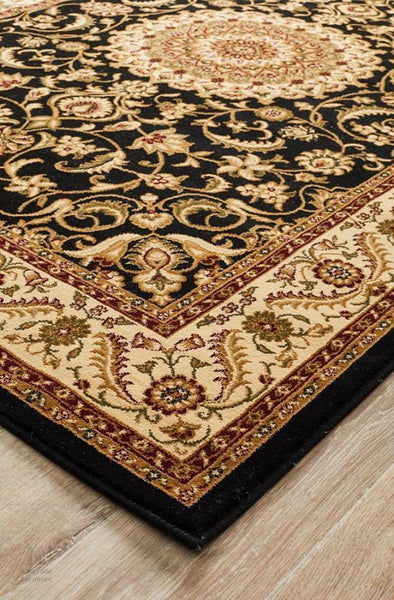 Kingcade Medallion Rug Black with Ivory Border – KingcadeFurniture