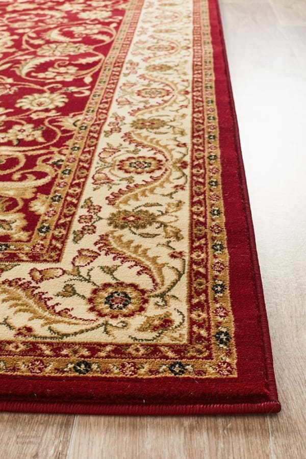 Kingcade Medallion Rug Red With Ivory Border Traditional