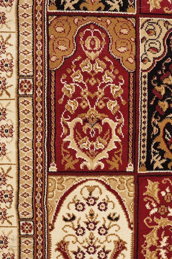Kingcade Traditional Panel Pattern Rug Burgundy Traditional