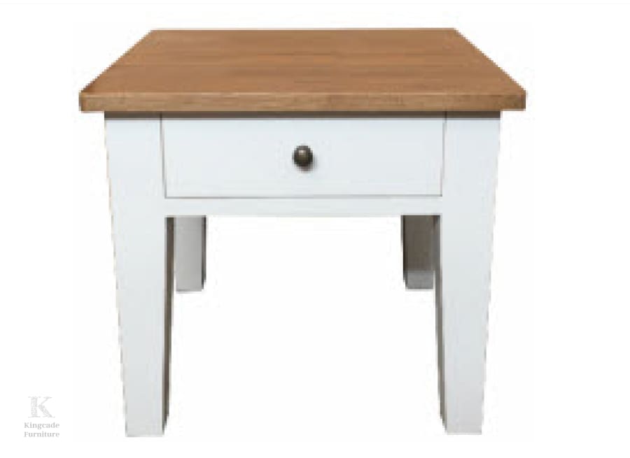 Lena White & Caramel Solid Oak Timber End Table 55X55X50 H End Table