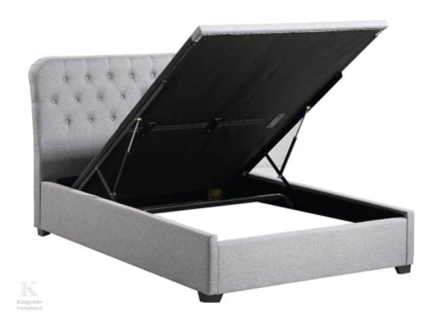 Selena Fabric Gas Lift Bed Double 1420X2060X1110 / Light Grey