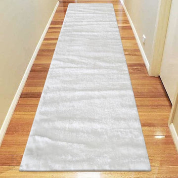 Soft Shaggy 1001 White Hallway Runner