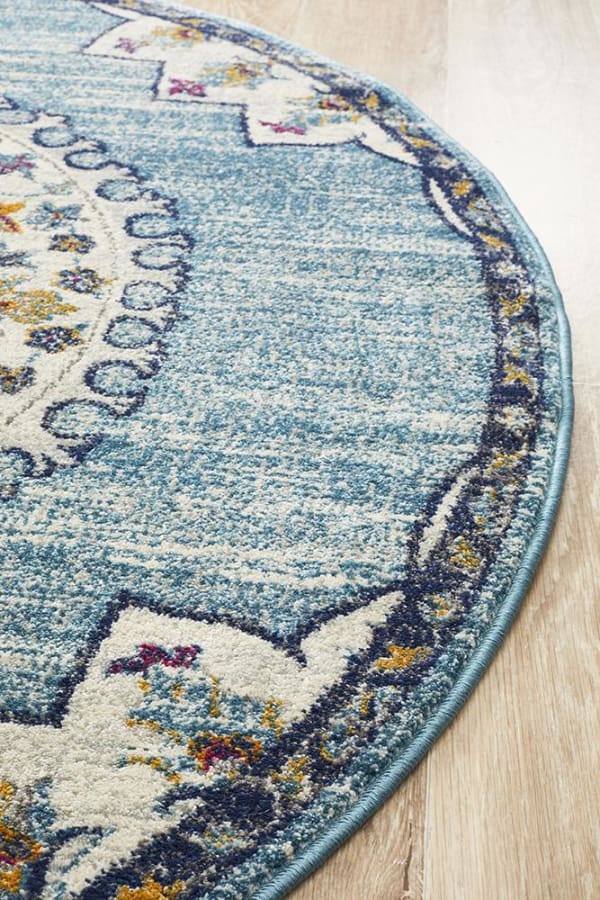 St George 202 Blue Round Rug Modern