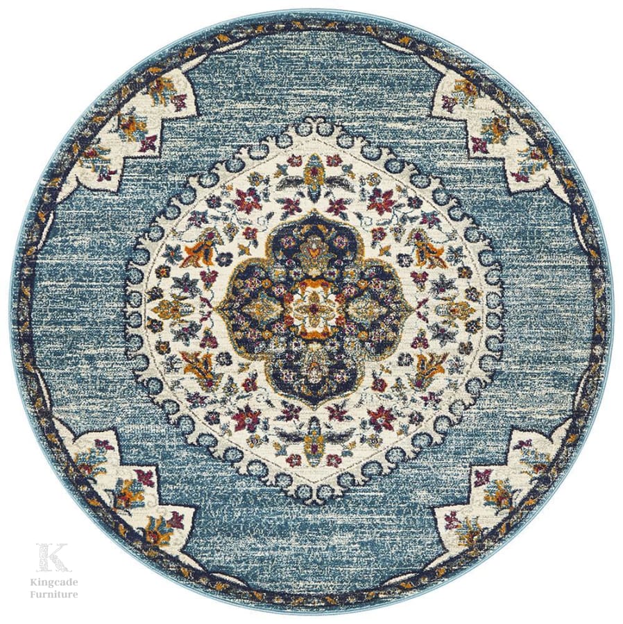 St George 202 Blue Round Rug Modern