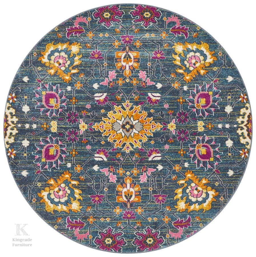 St George 210 Blue Round Rug Modern