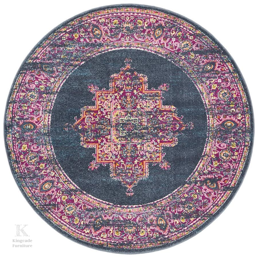 St George 211 Navy Round Rug Modern