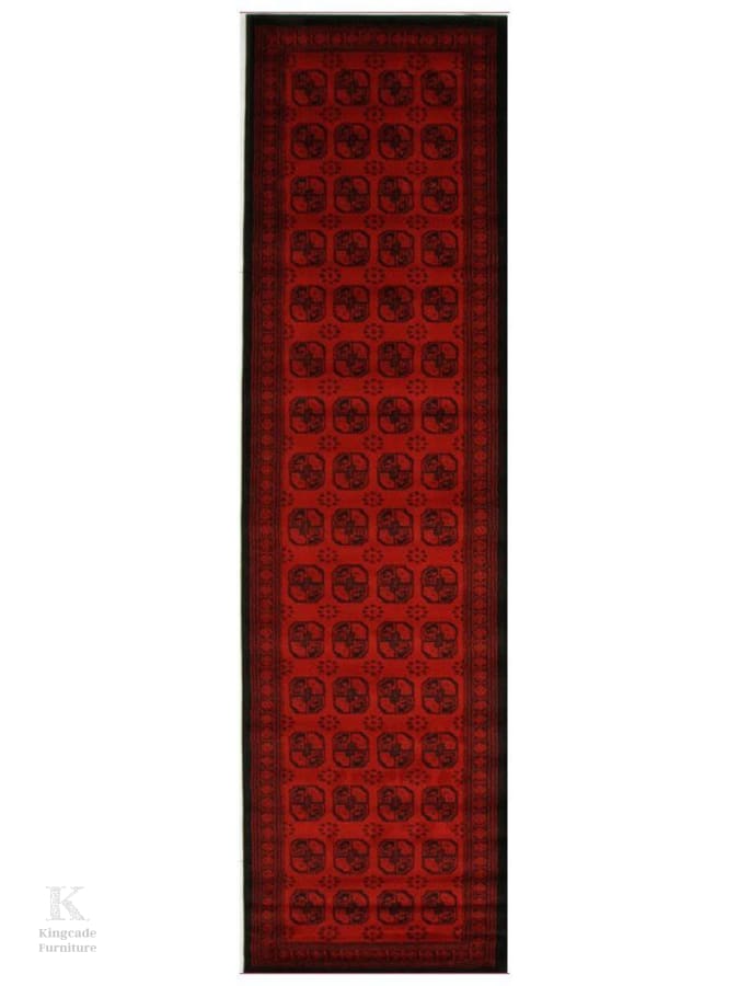 Van Classic Afghan Pattern Red Rug Traditional