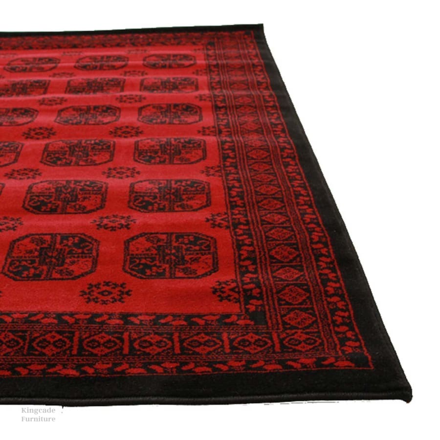 Van Classic Afghan Pattern Red Rug Traditional