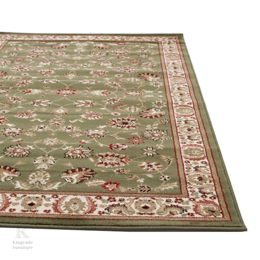 Van Traditional Floral Pattern Green Rug Traditional